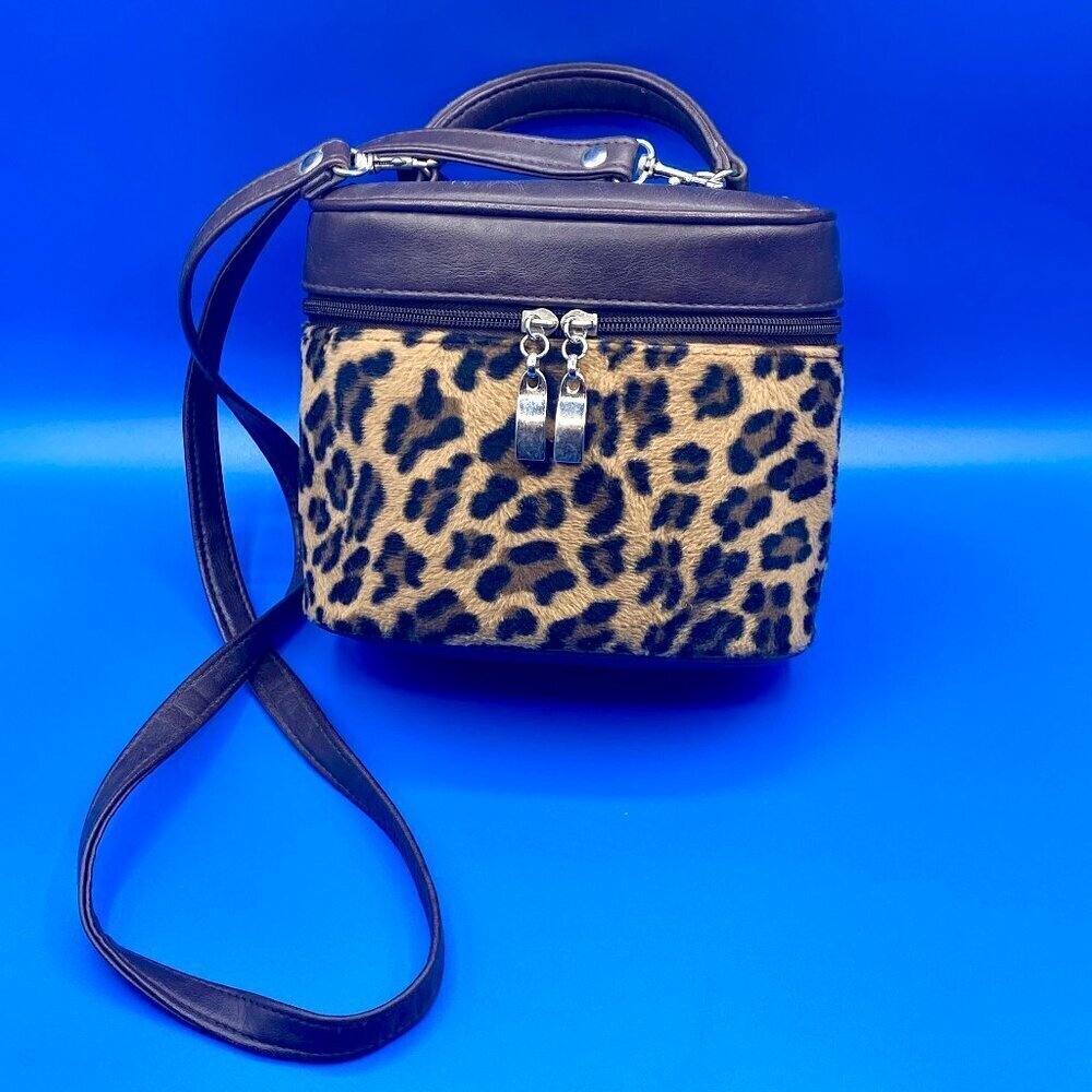 CHATEAU Bucket Bag Handheld Shoulder Crossbody Bag Leopard Print Faux Leather